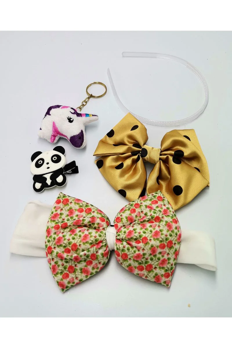 Renkli Desenli Taç Toka Bandana Set