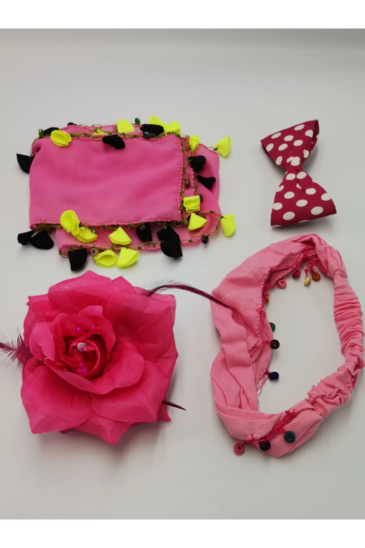 Renkli Desenli Taç Toka Bandana Set