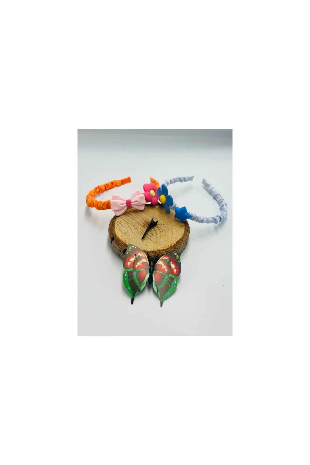 Renkli Desenli Taç Toka Bandana Set