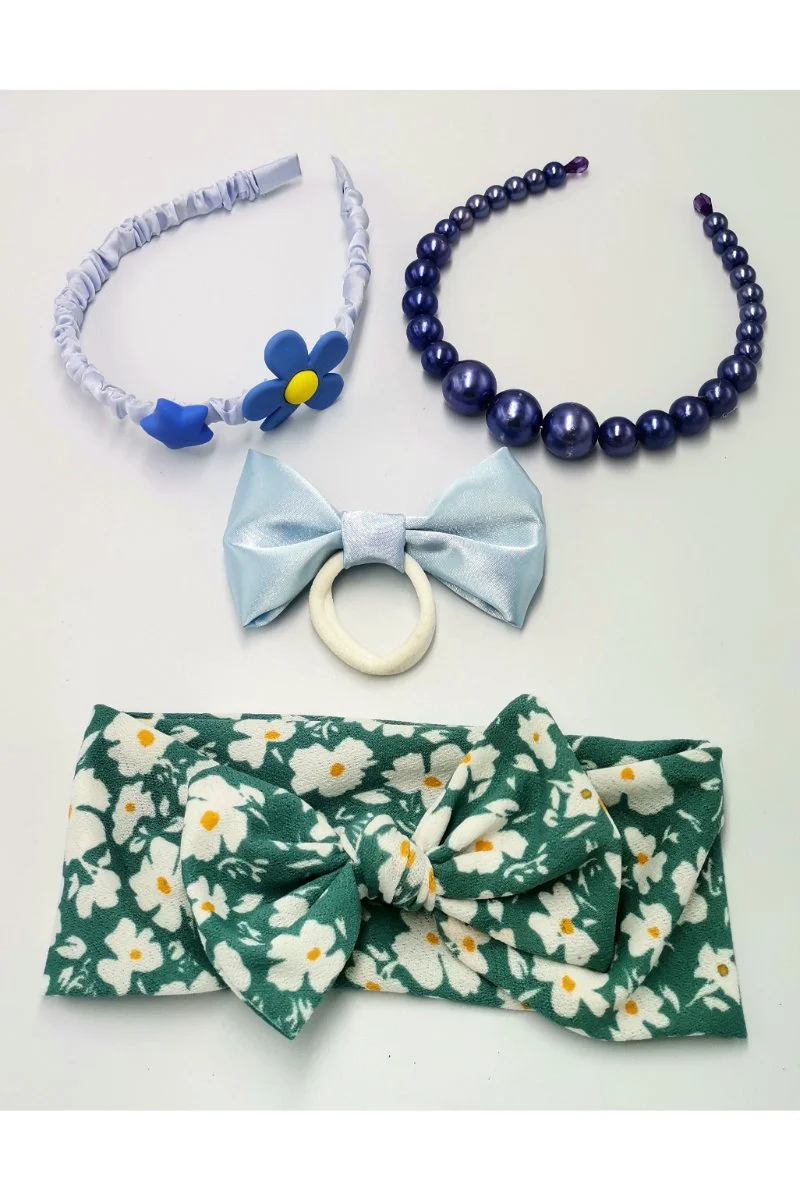Renkli Desenli Taç Toka Bandana Set