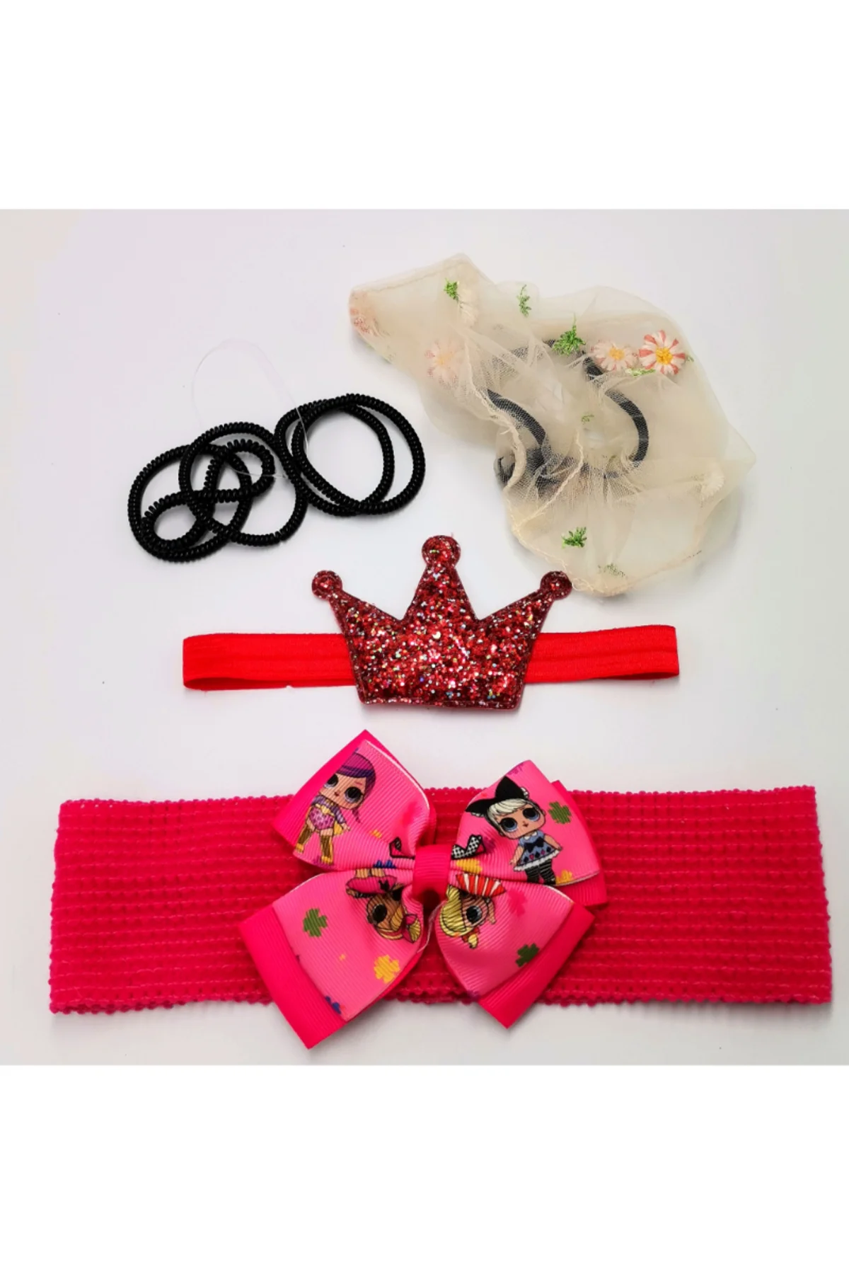 Renkli Desenli Taç Toka Bandana Set