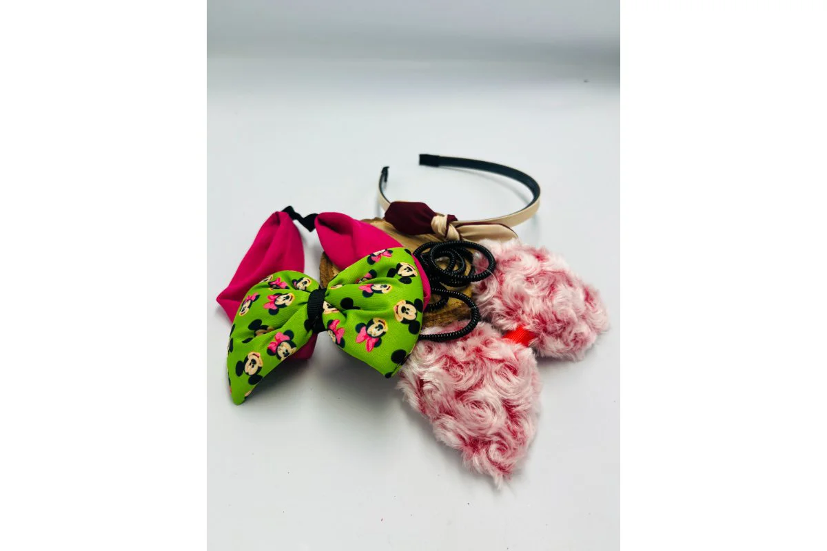 Renkli Desenli Taç Toka Bandana Set