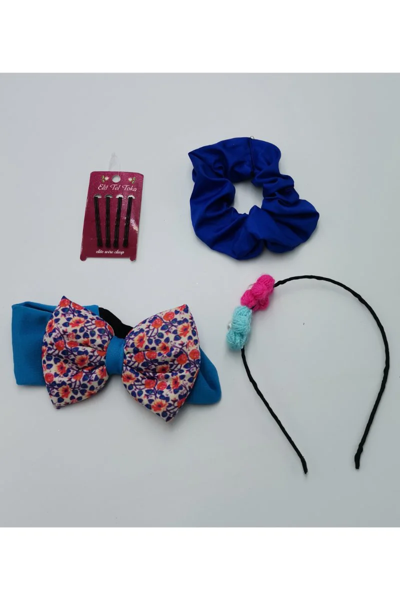 Renkli Desenli Taç Toka Bandana Set