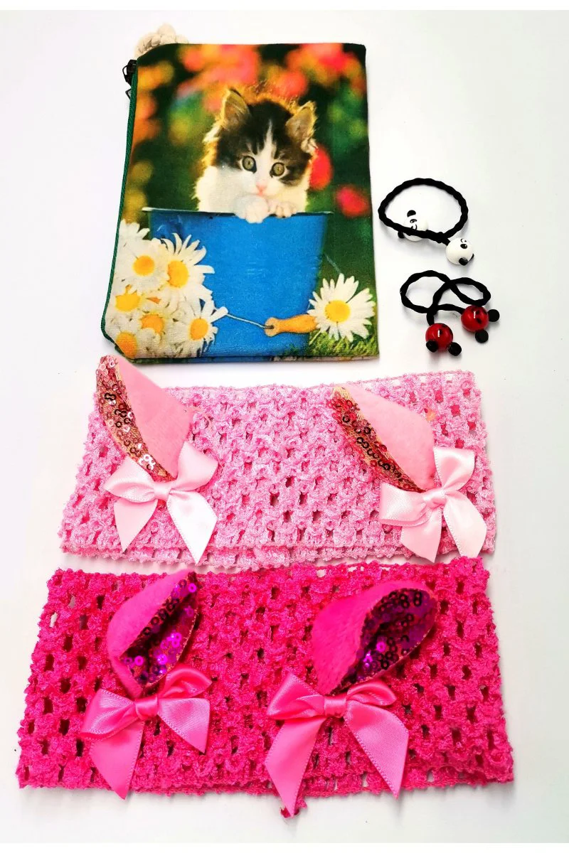 Renkli Desenli Taç Toka Bandana Set