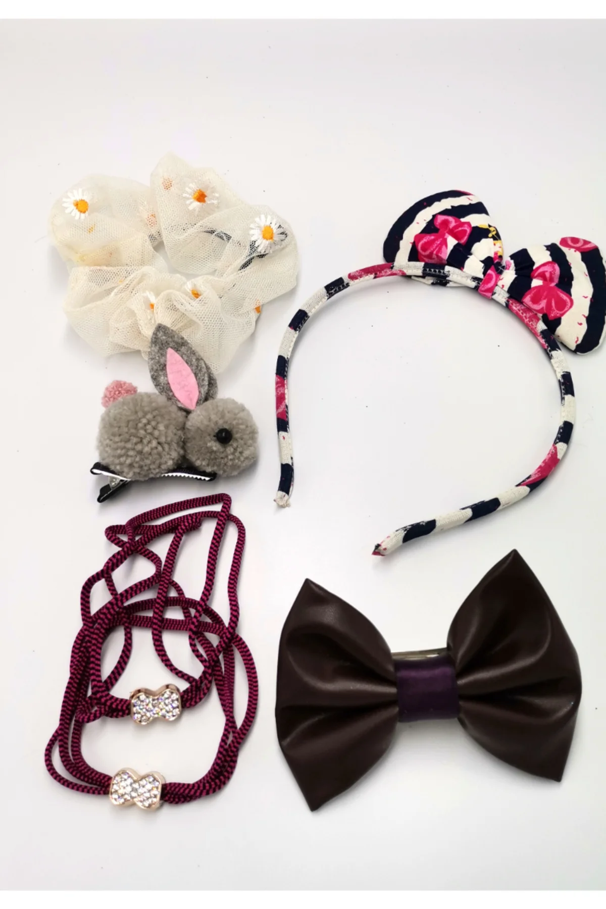 Renkli Desenli Taç Toka Bandana Set