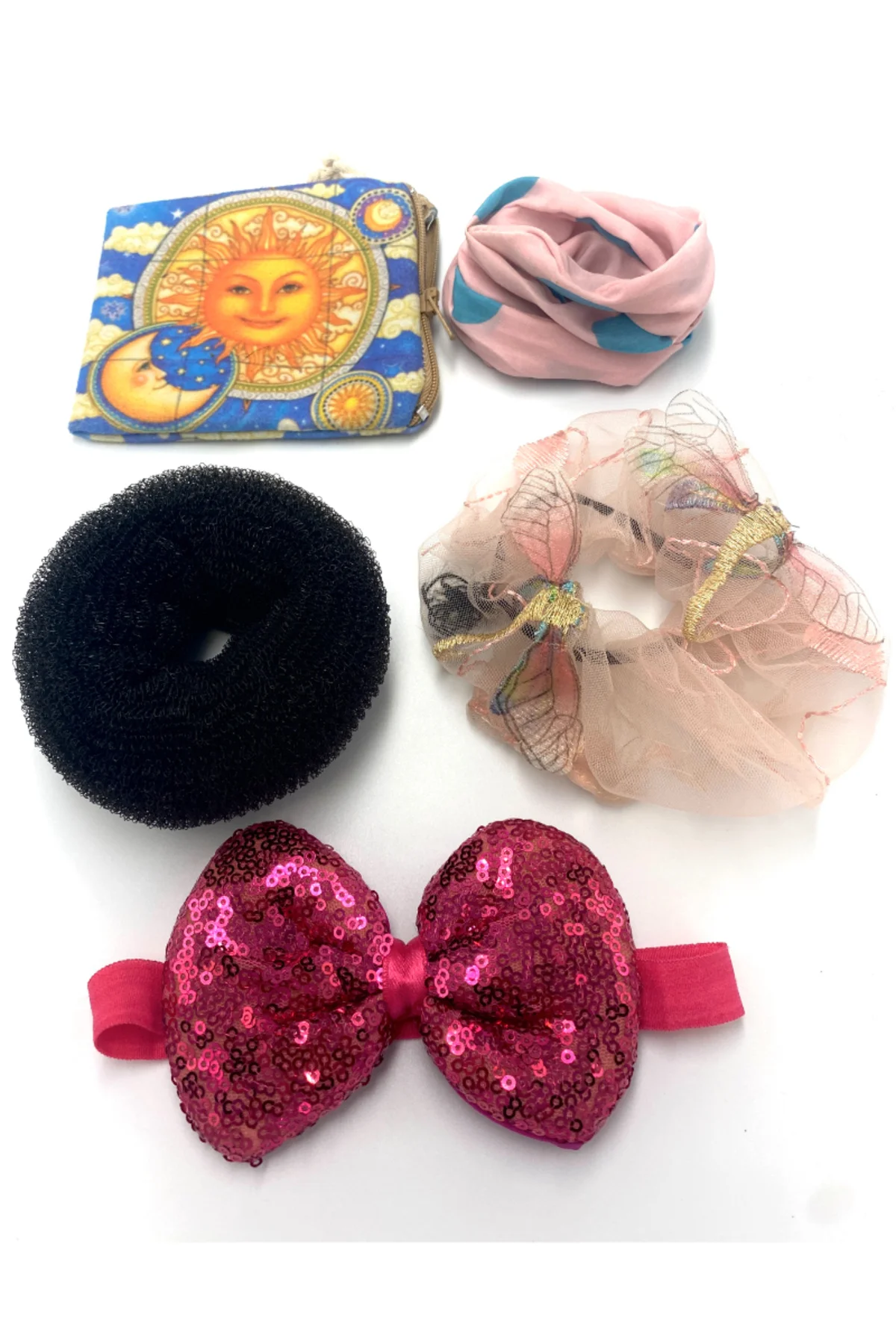 Renkli Desenli Taç Toka Bandana Set
