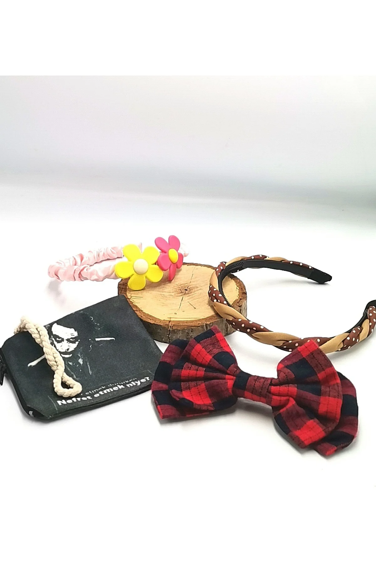 Renkli Desenli Taç Toka Bandana Set