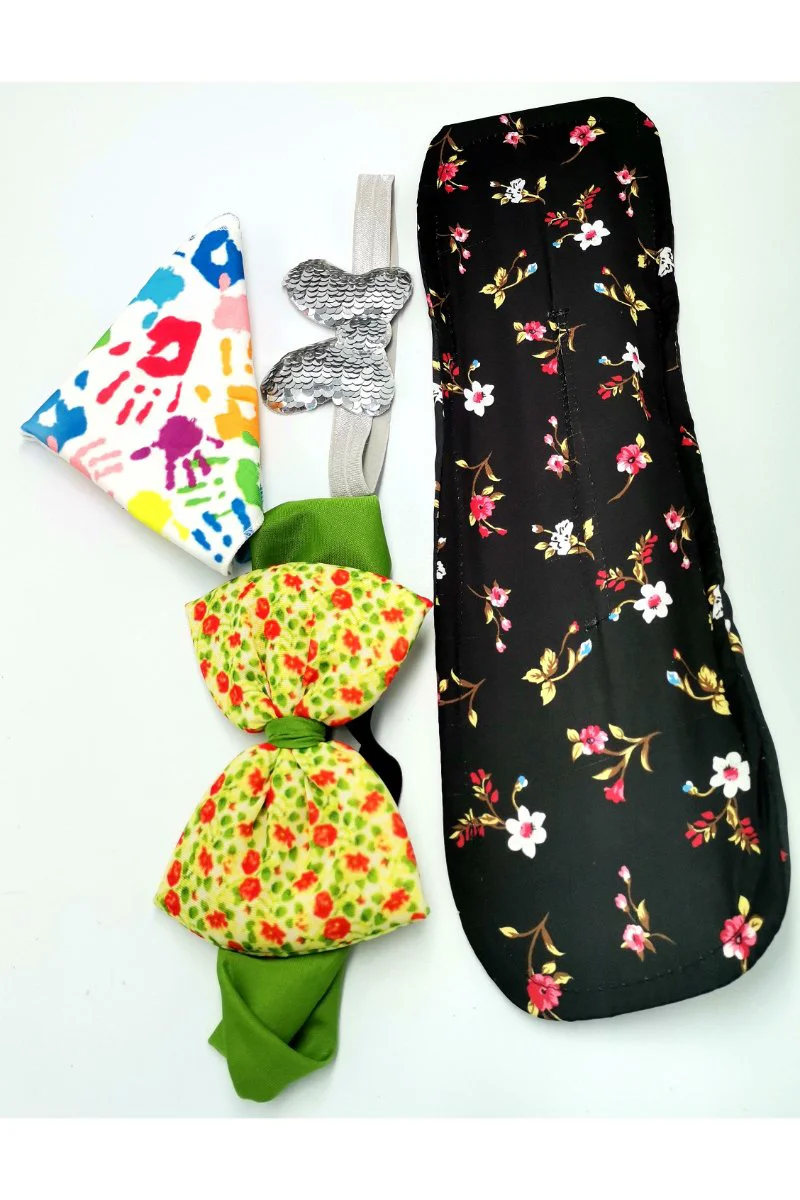 Renkli Desenli Taç Toka Bandana Set