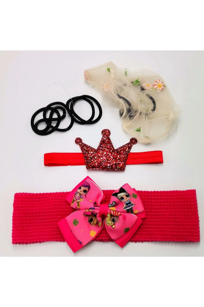 Renkli Desenli Taç Toka Bandana Set