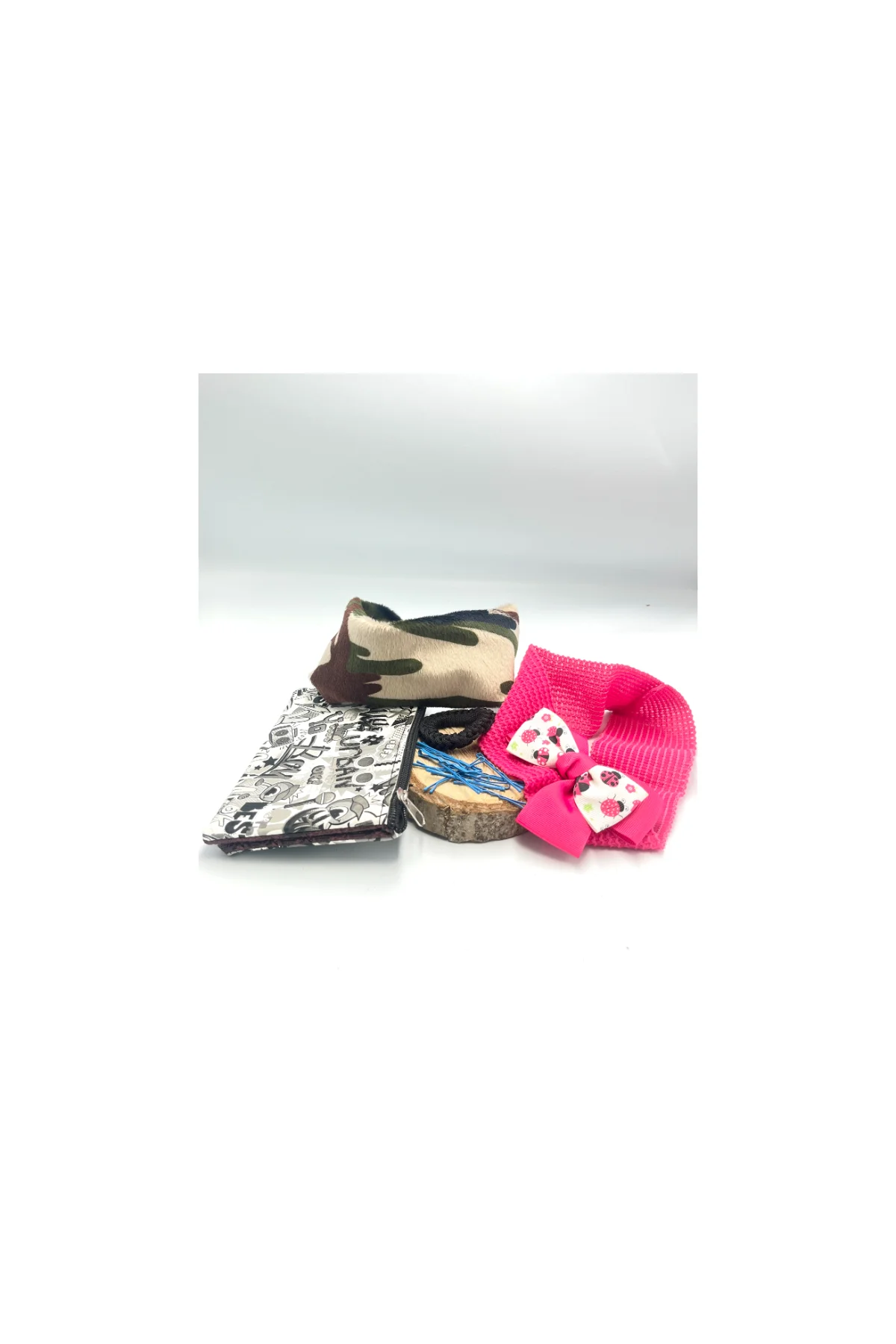 Renkli Desenli Taç Toka Bandana Set