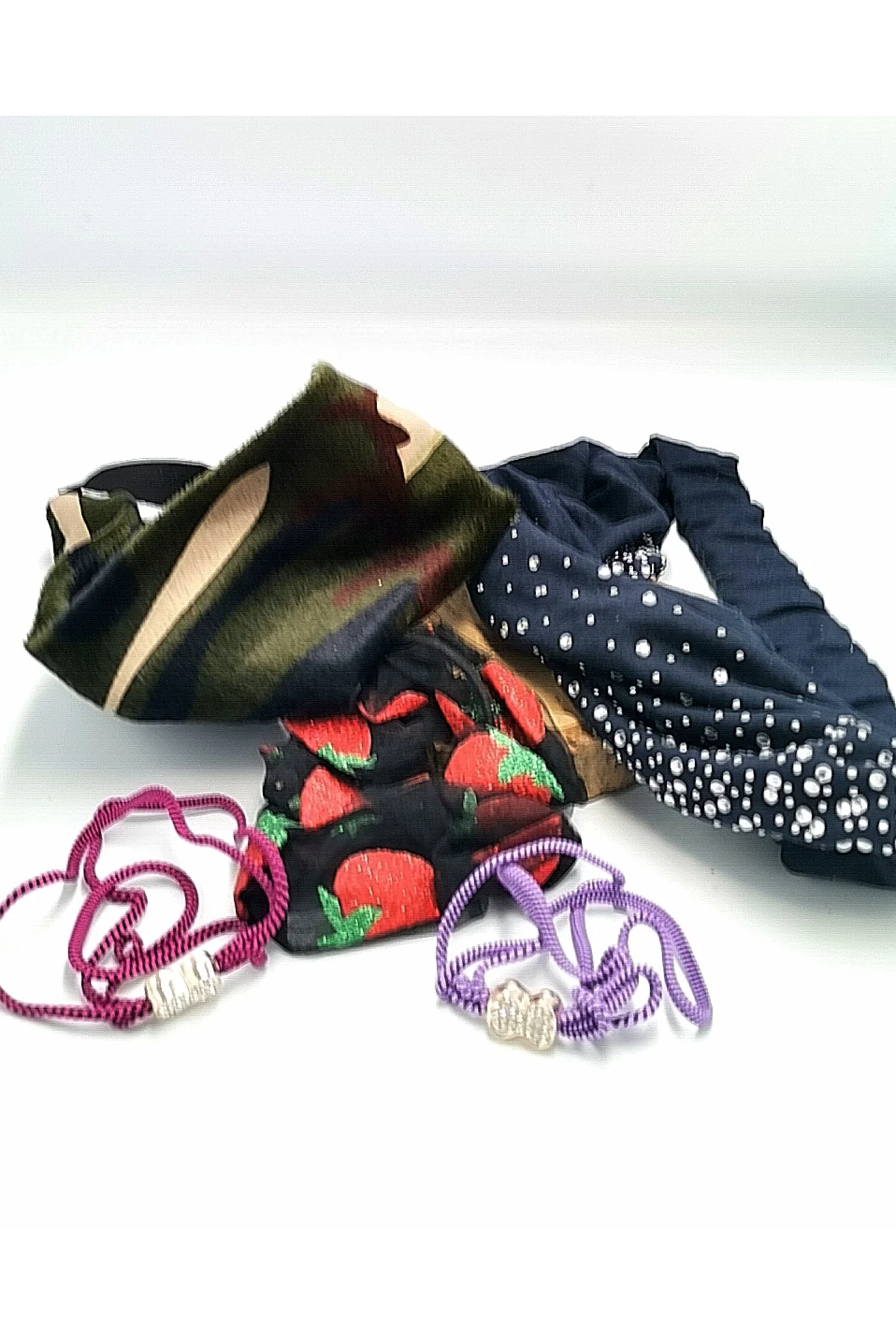 Renkli Desenli Taç Toka Bandana Set