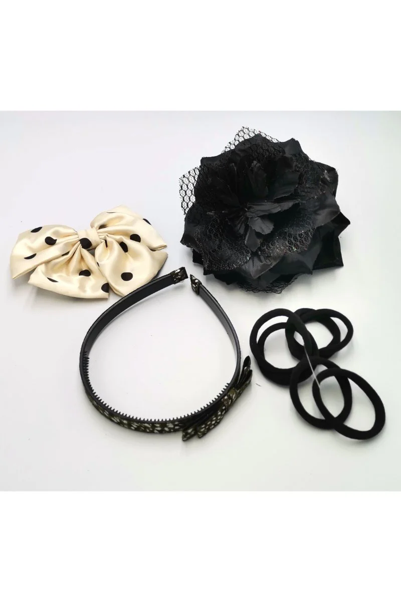 Renkli Desenli Taç Toka Bandana Set