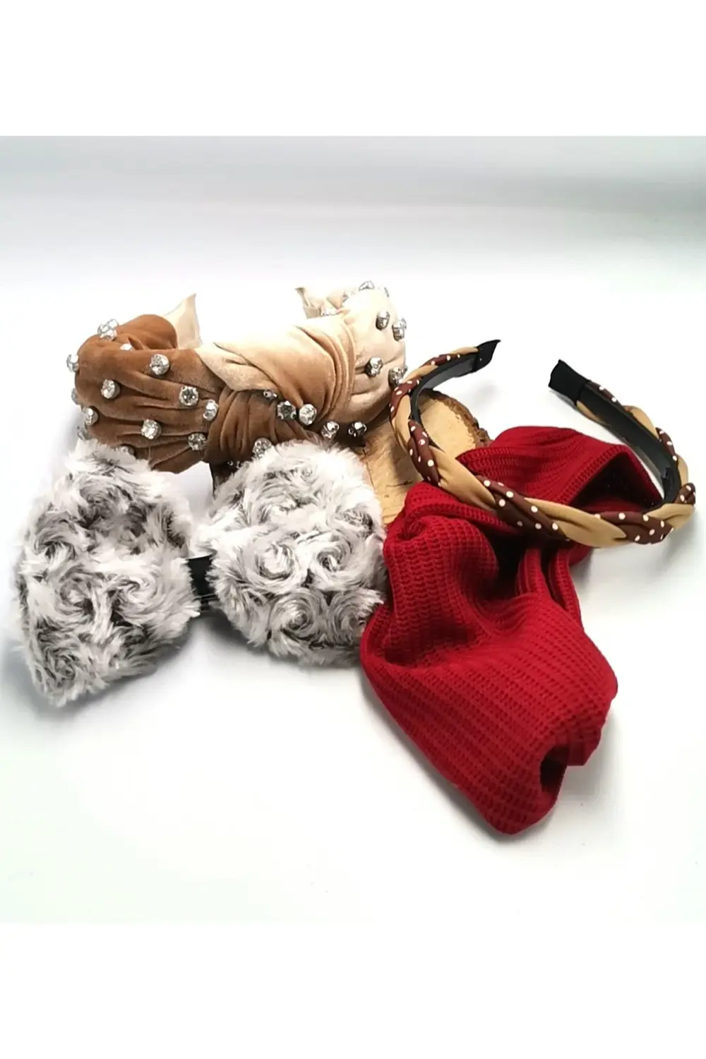 Renkli Desenli Taç Toka Bandana Set