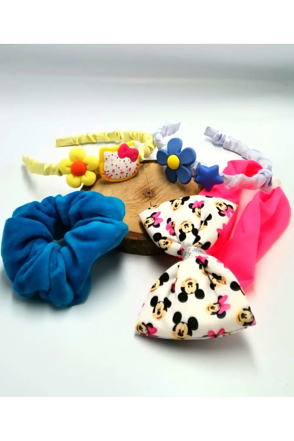 Renkli Desenli Taç Toka Bandana Set