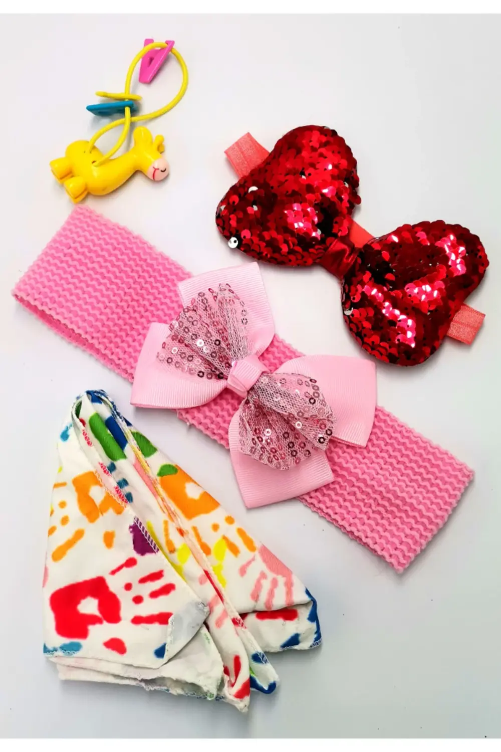 Renkli Desenli Taç Toka Bandana Set