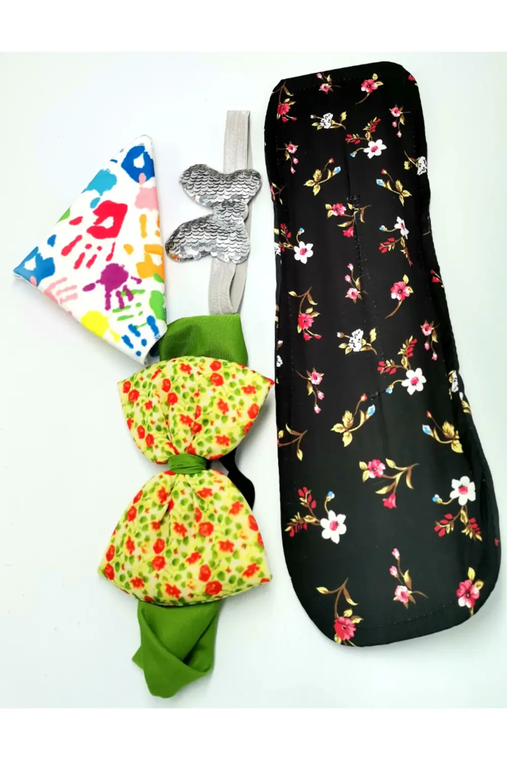 Renkli Desenli Taç Toka Bandana Set