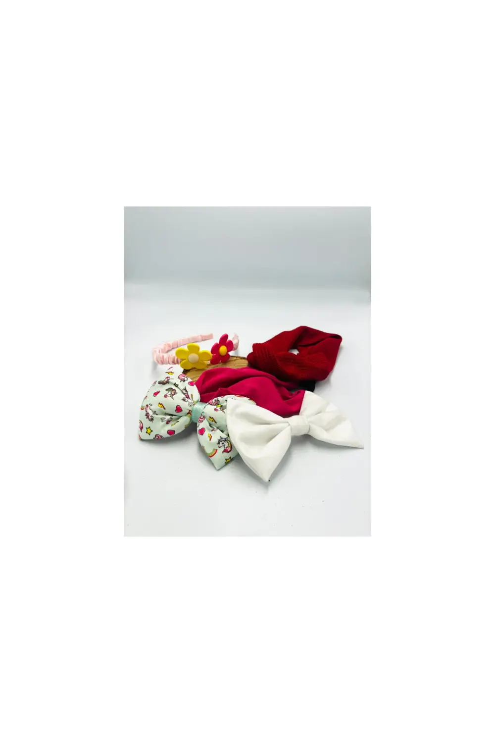 Renkli Desenli Taç Toka Bandana Set