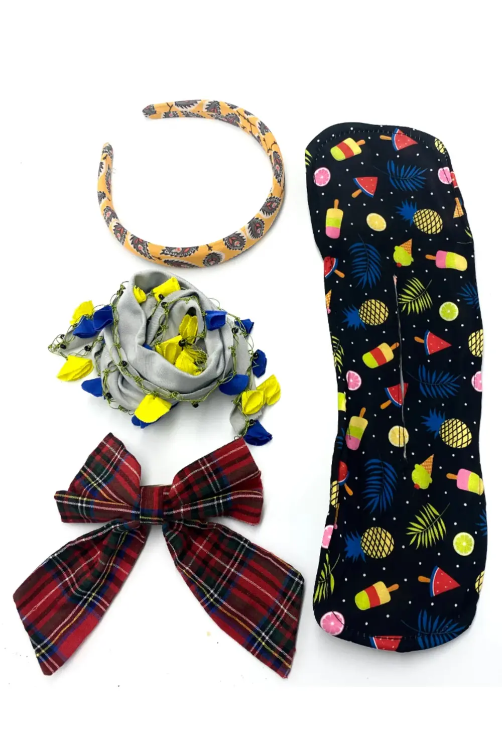 Renkli Desenli Taç Toka Bandana Set