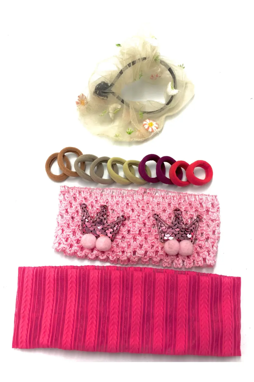 Renkli Desenli Taç Toka Bandana Set