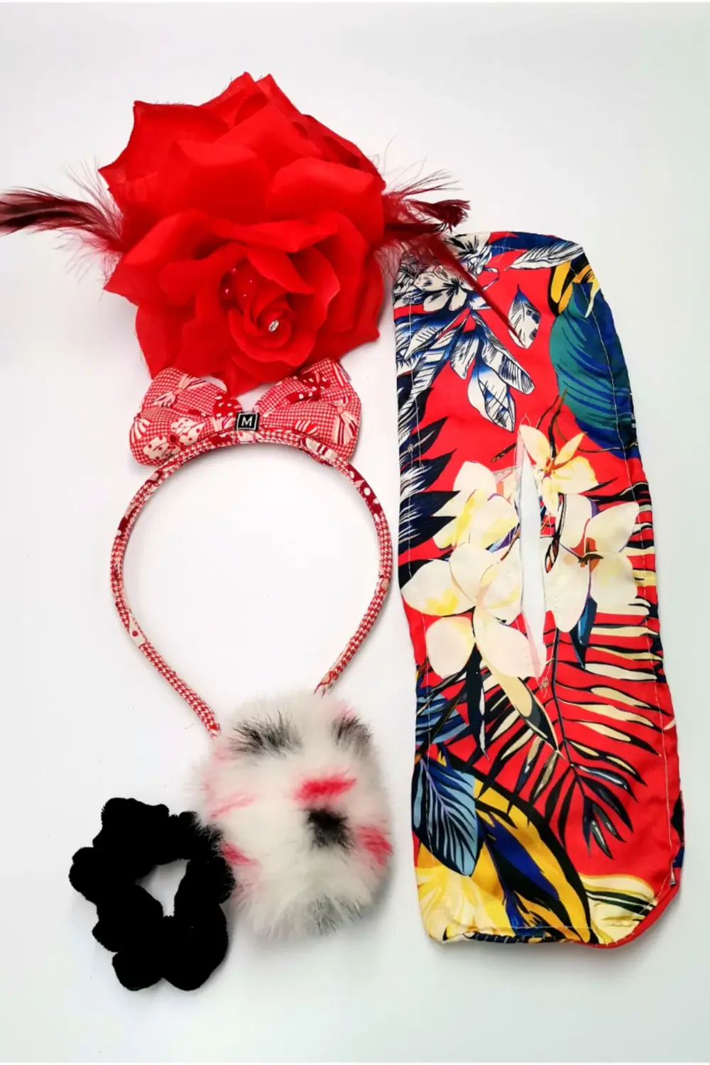 Renkli Desenli Taç Toka Bandana Set