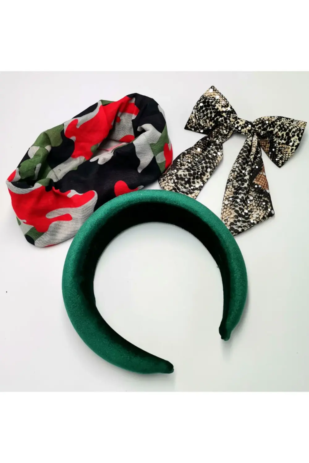 Renkli Desenli Taç Toka Bandana Set