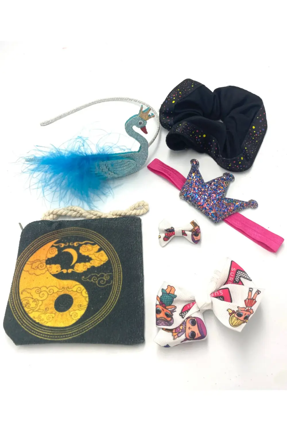 Renkli Desenli Taç Toka Bandana Set