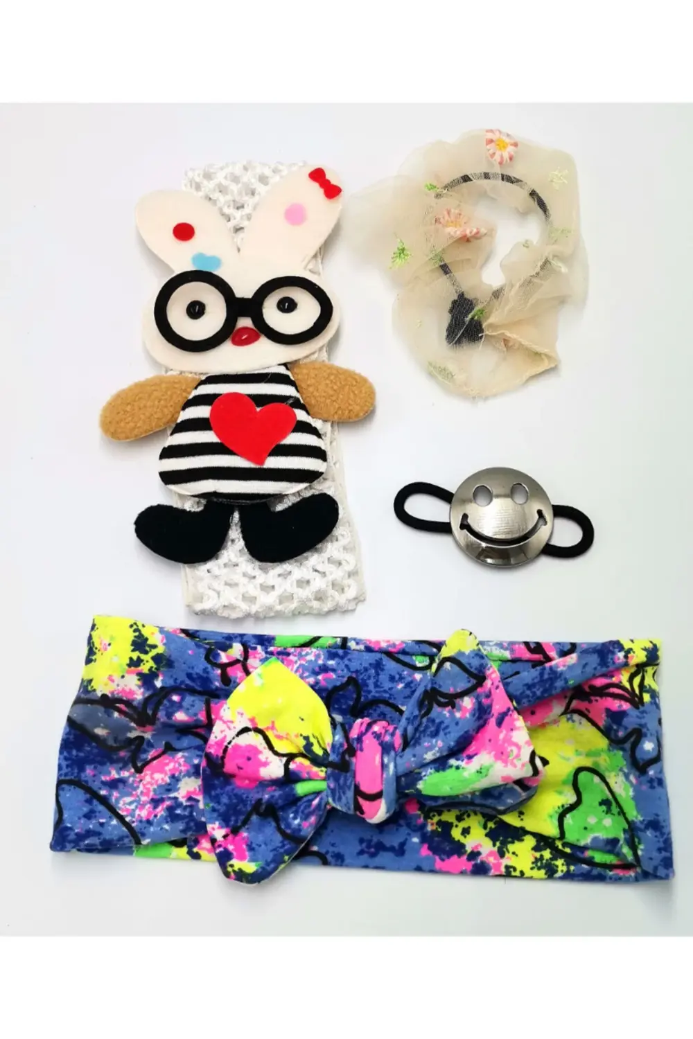 Renkli Desenli Taç Toka Bandana Set