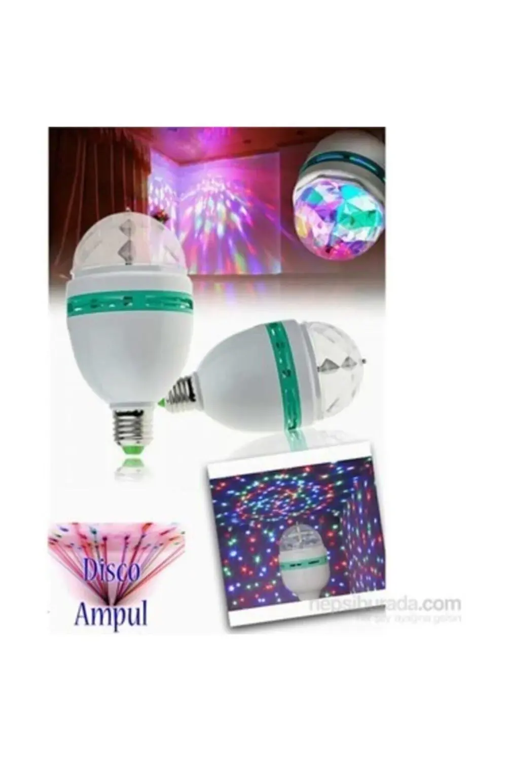 Ledon Renkli Disko Ampülü 3 W Led 360 Derece Döner