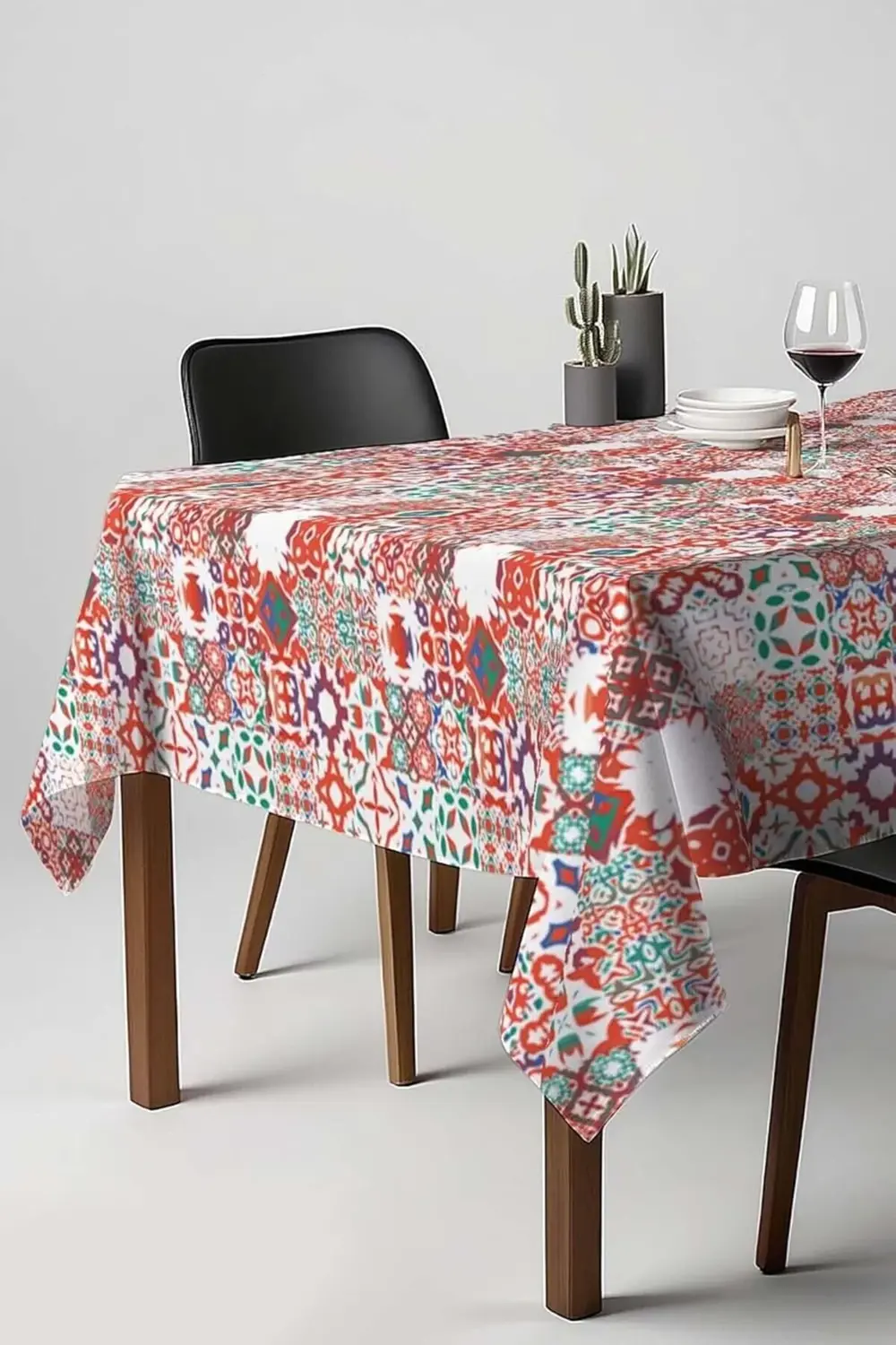 Renkli Etnik Desenli Masa Örtüsü, Sofra Bezi, Piknik Örtüsü krem