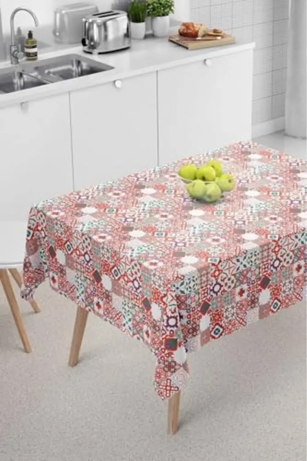 Renkli Etnik Desenli Masa Örtüsü, Sofra Bezi, Piknik Örtüsü krem