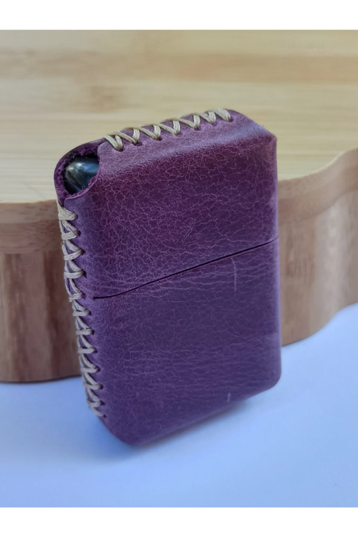 Renkli Gerçek Deri Kılıflı Özel Tasarım Benzinli Çakmak