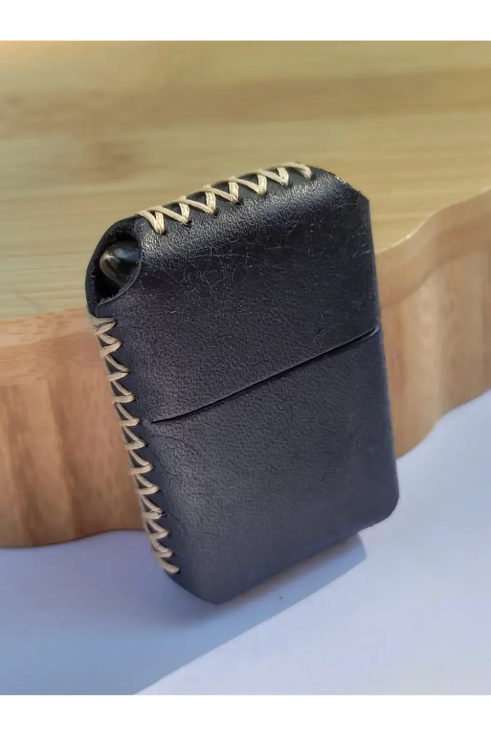 Renkli Gerçek Deri Kılıflı Özel Tasarım Benzinli Çakmak