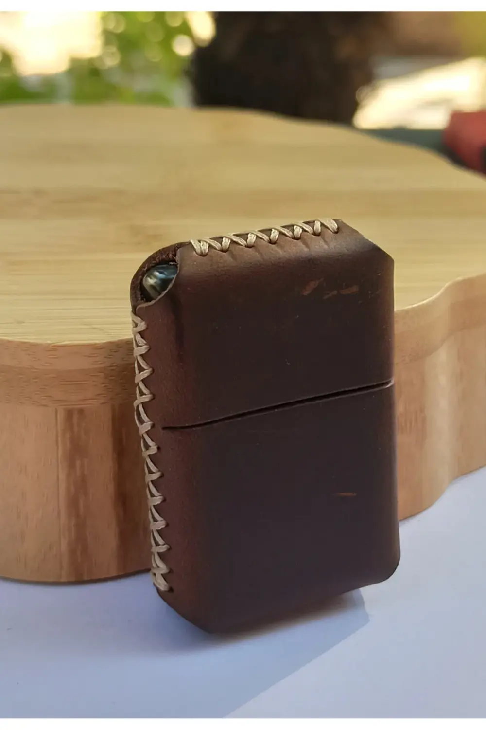 Renkli Gerçek Deri Kılıflı Özel Tasarım Benzinli Çakmak