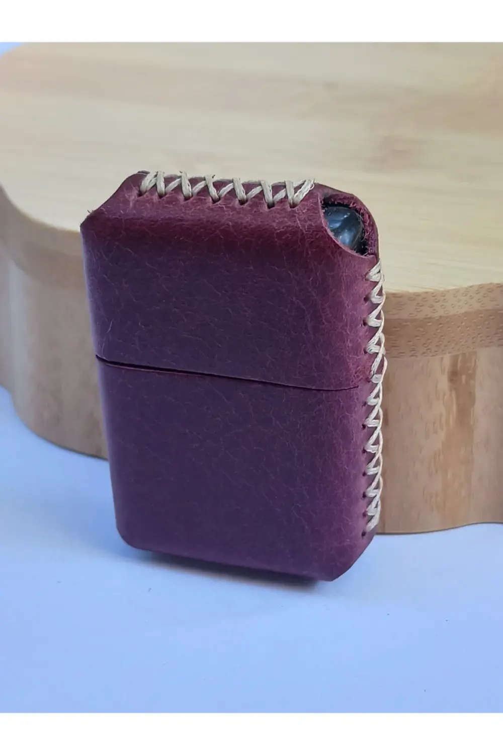 Renkli Gerçek Deri Kılıflı Özel Tasarım Benzinli Çakmak