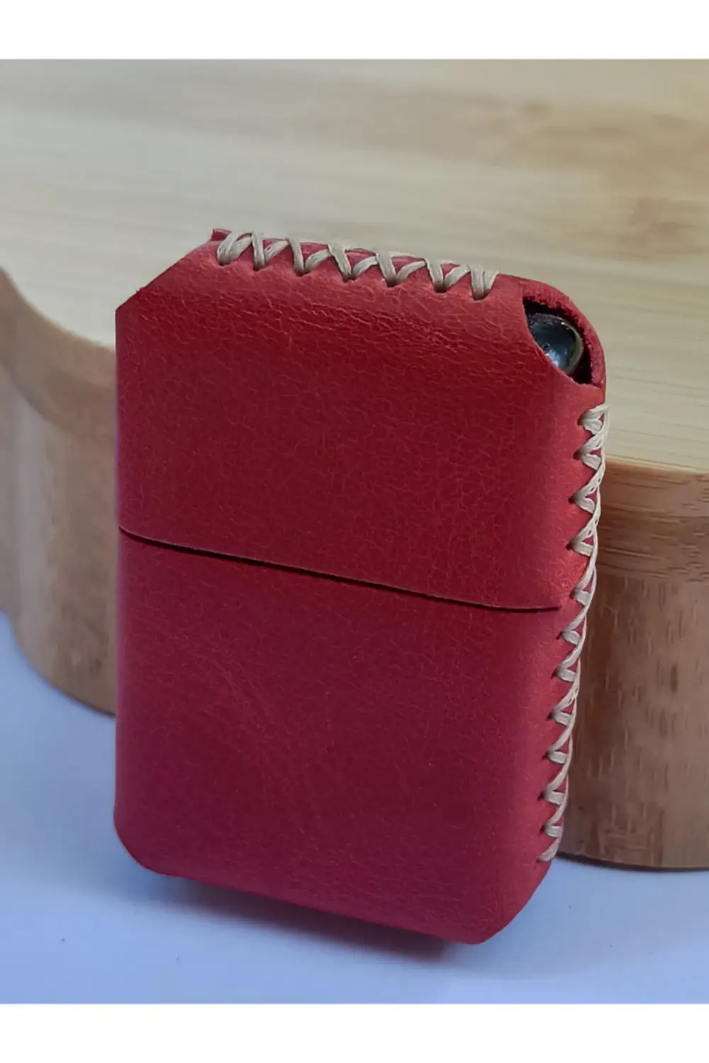 Renkli Gerçek Deri Kılıflı Özel Tasarım Benzinli Çakmak