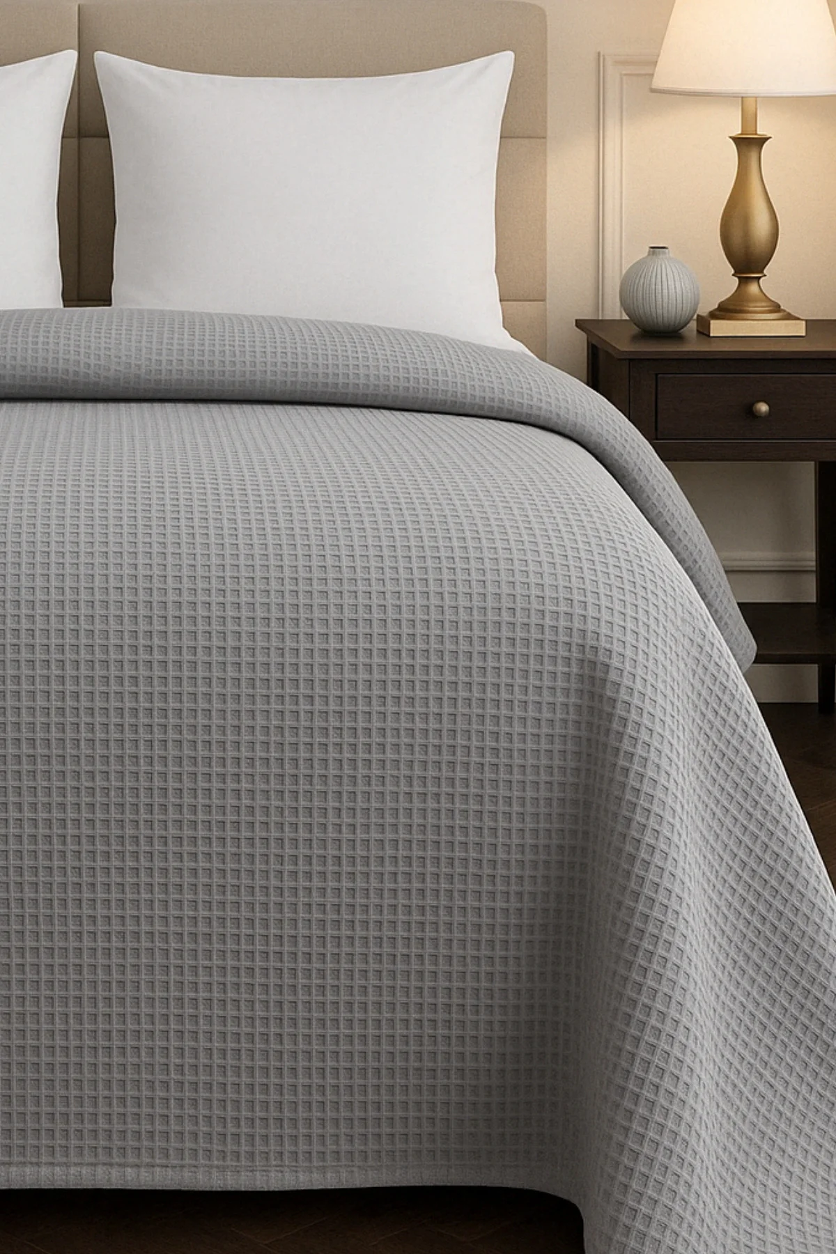 Renkli Gofret Desen Çift Kişilik Pike Yatak Örtüsü Otel Pike 200x230 cm