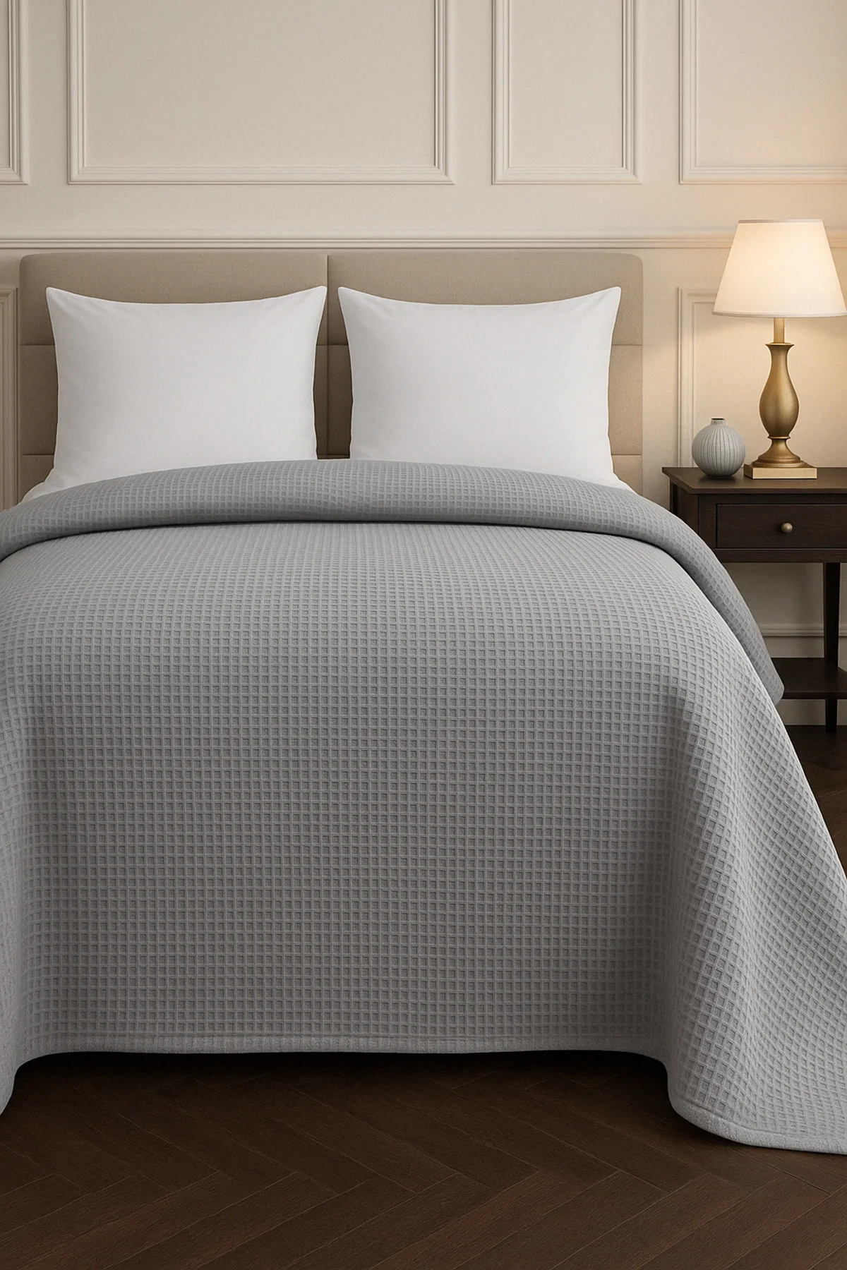 Renkli Gofret Desen Çift Kişilik Pike Yatak Örtüsü Otel Pike 200x230 cm