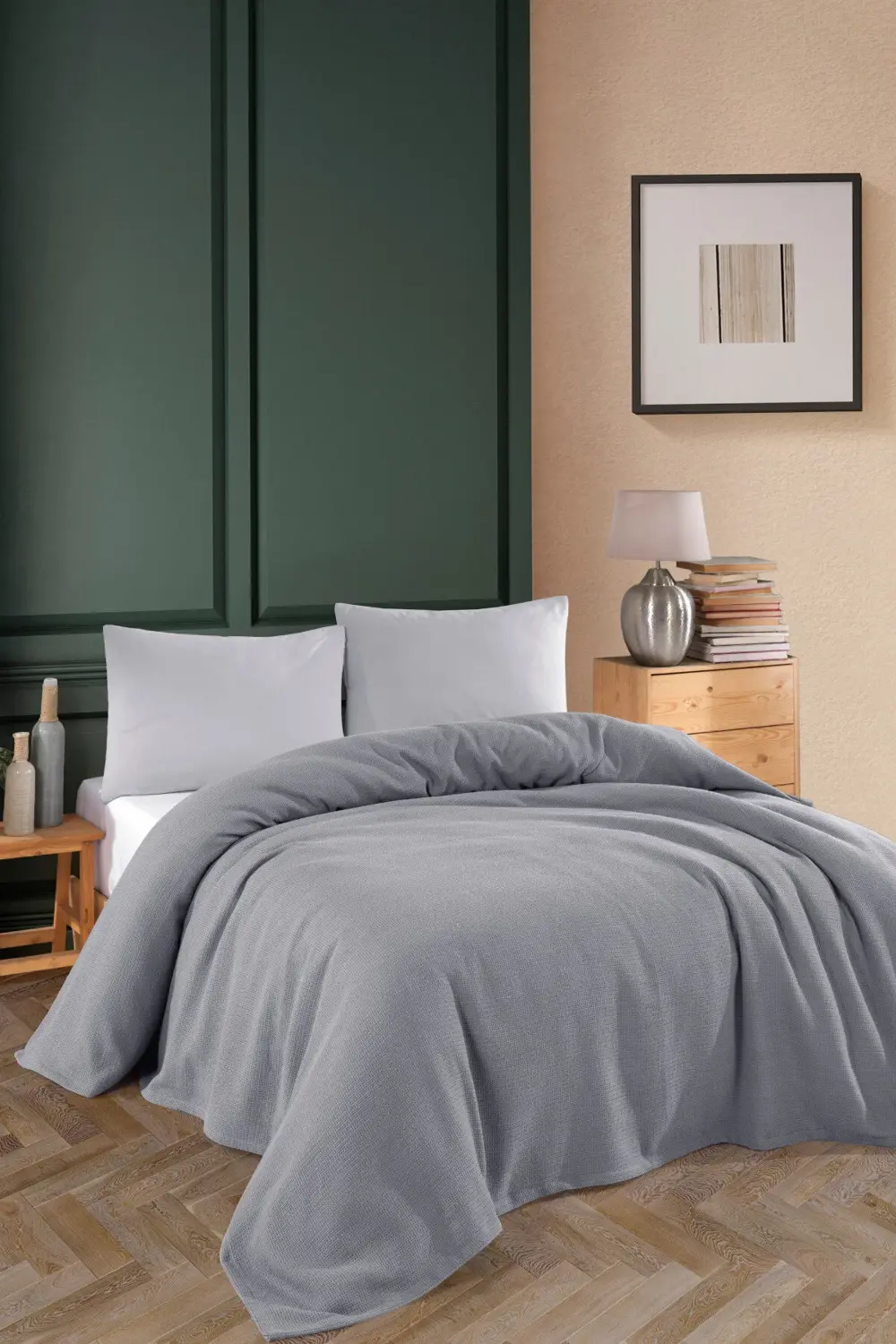 Renkli Gofret Desen Çift Kişilik Pike Yatak Örtüsü Otel Pike 200x