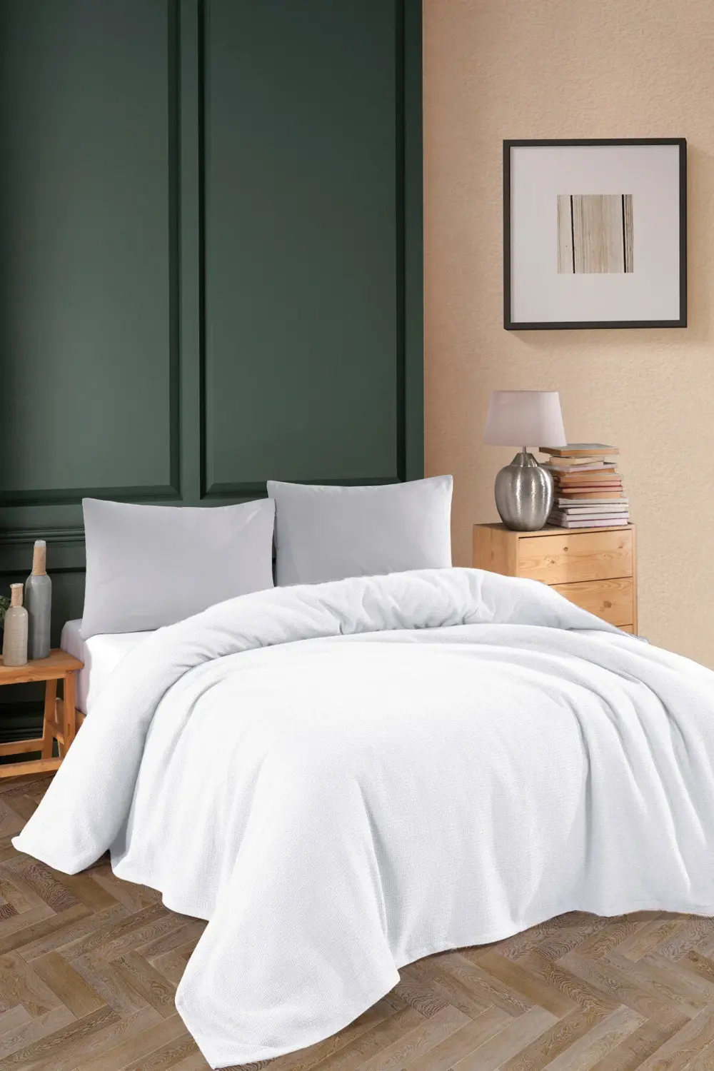 Renkli Gofret Desen Tek Kişilik Pike Yatak Örtüsü Otel Pike 160x2