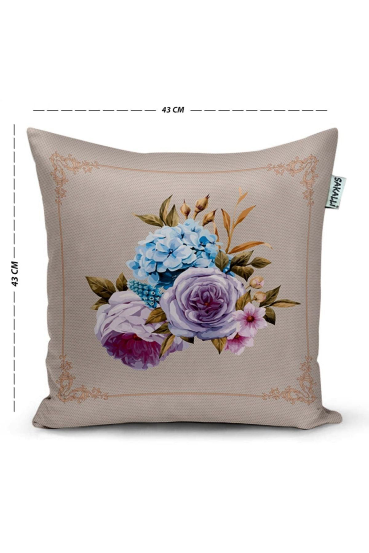 Sakallı Renkli Gül Desen 3D Baskılı Dekoratif Kırlent Kılıfı