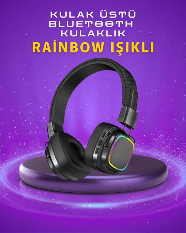Renkli Işık Efektli Bluetooth 5.3 Müzik Kulaklığı Renkli Işık Efektli Bluetooth 5.3 Müzik Kulaklığı