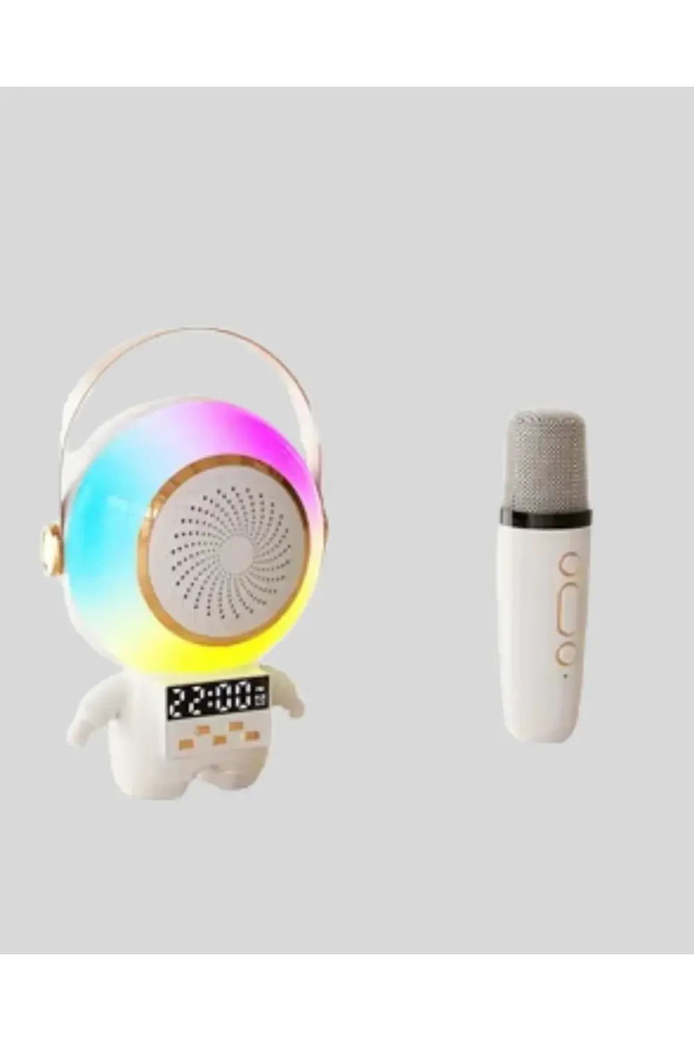 Renkli Işıklı Astronot Mini Bluetooth Speaker Ve Karaoke Mikrofon
