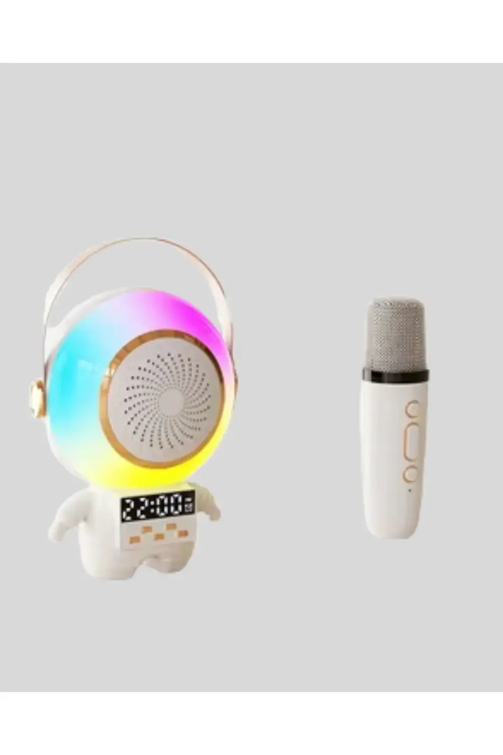 Renkli Işıklı Astronot Mini Bluetooth Speaker ve Karaoke Mikrofon