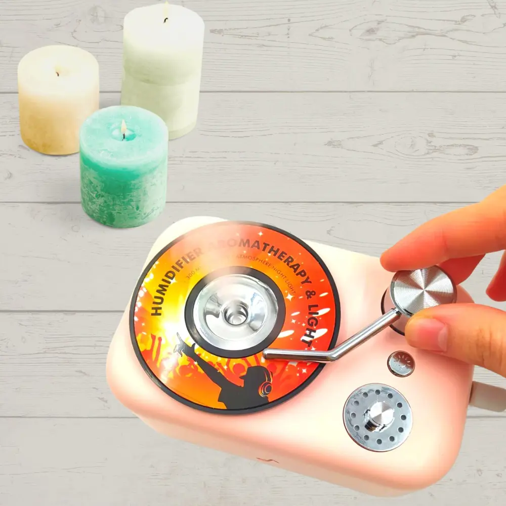 Renkli Işıklı Bebek Hafif USB Kablolu Gramofon Oda Ev Ortam Hava 