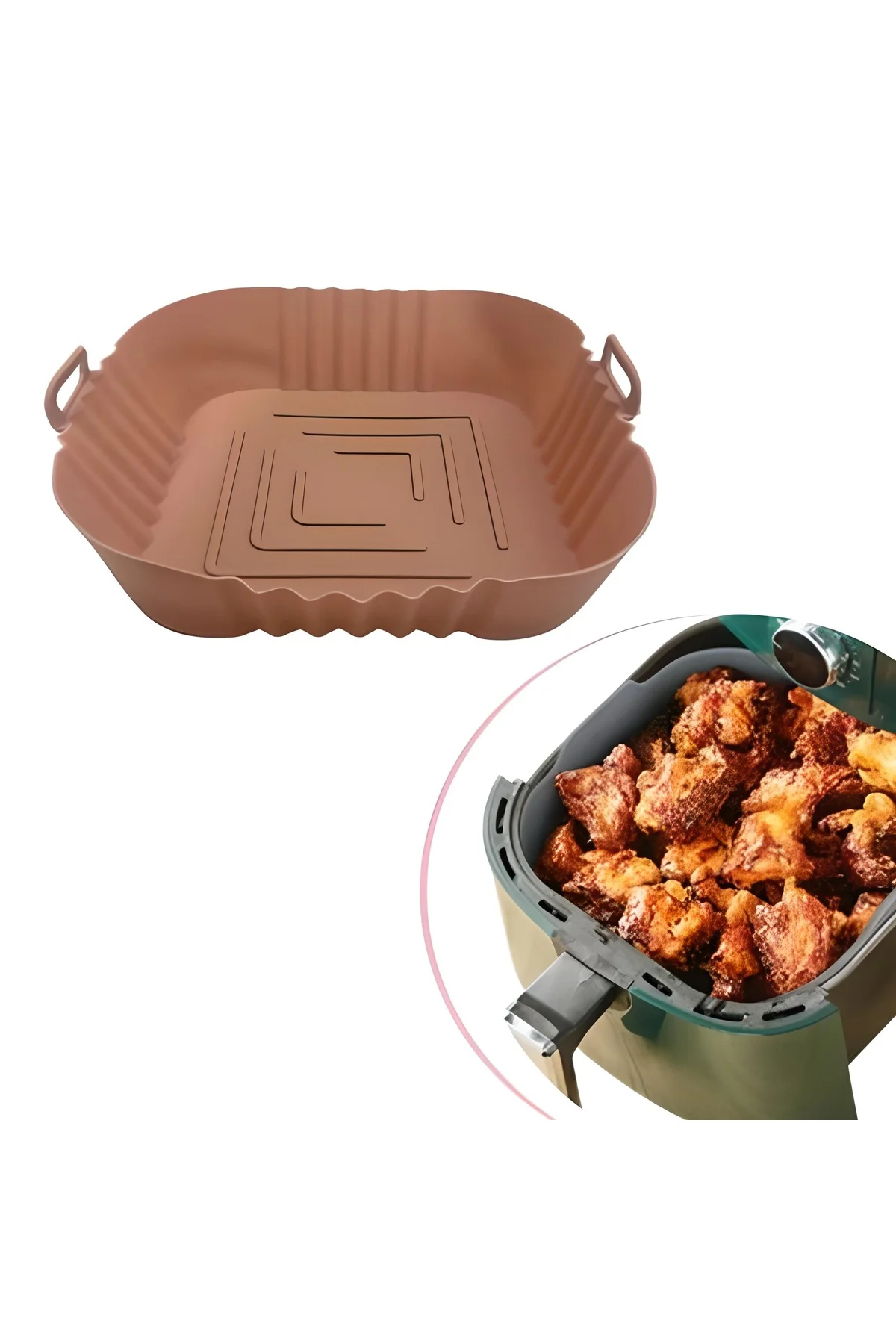 Renkli Isıya Dayanıklı Yıkanılabilir Silikon Fırın Ve Airfryer Ka