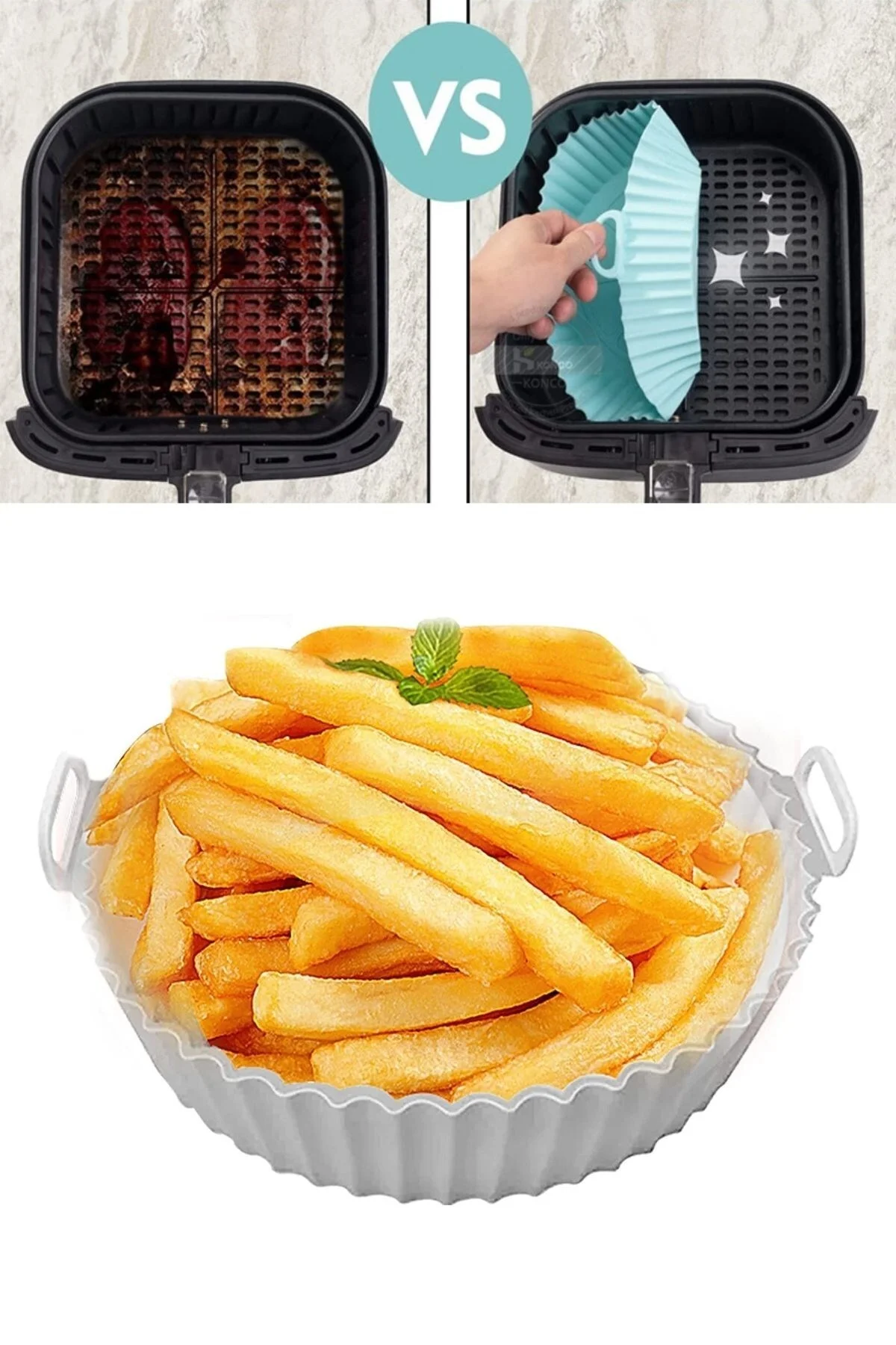 Renkli Isıya Dayanıklı Yıkanılabilir Silikon Fırın Ve Airfryer Yuvarlak Pişirme Matı 20 Cm - Görsel 7