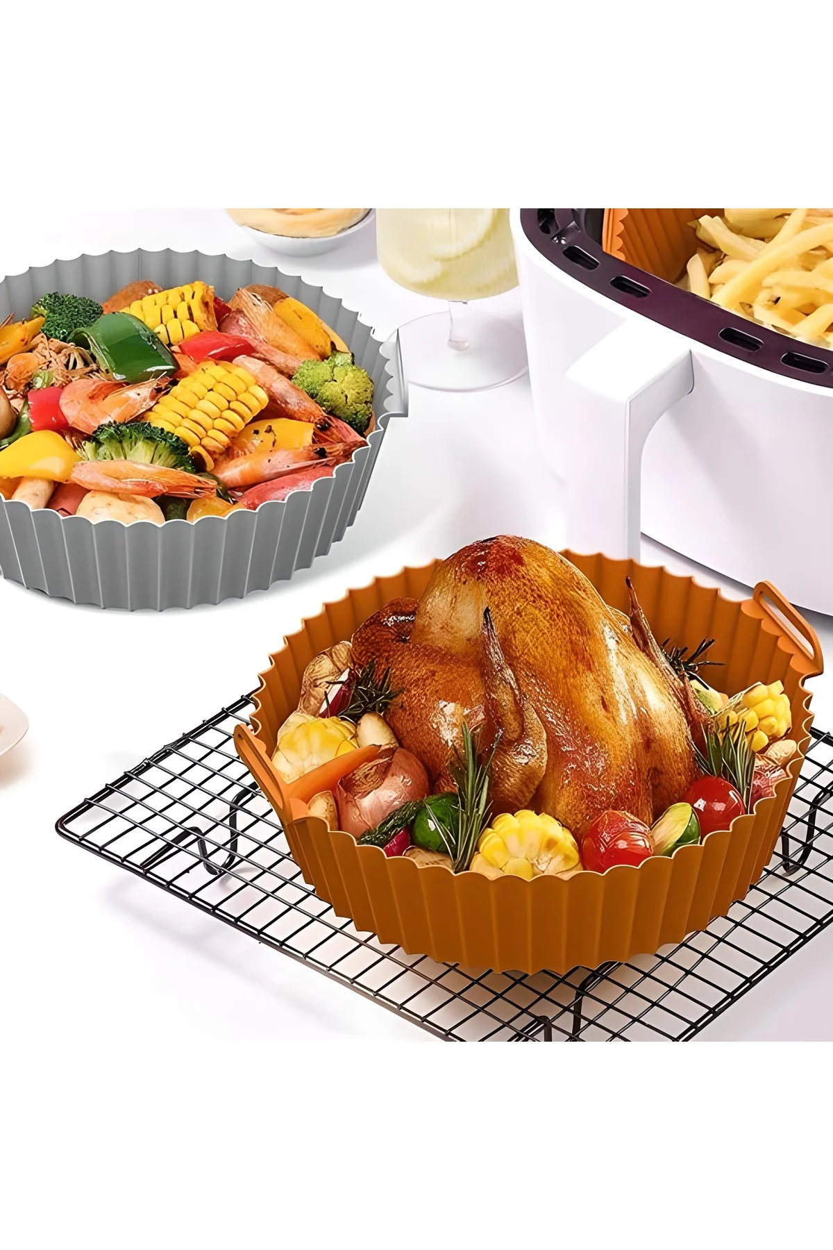 Renkli Isıya Dayanıklı Yıkanılabilir Silikon Fırın Ve Airfryer Yu