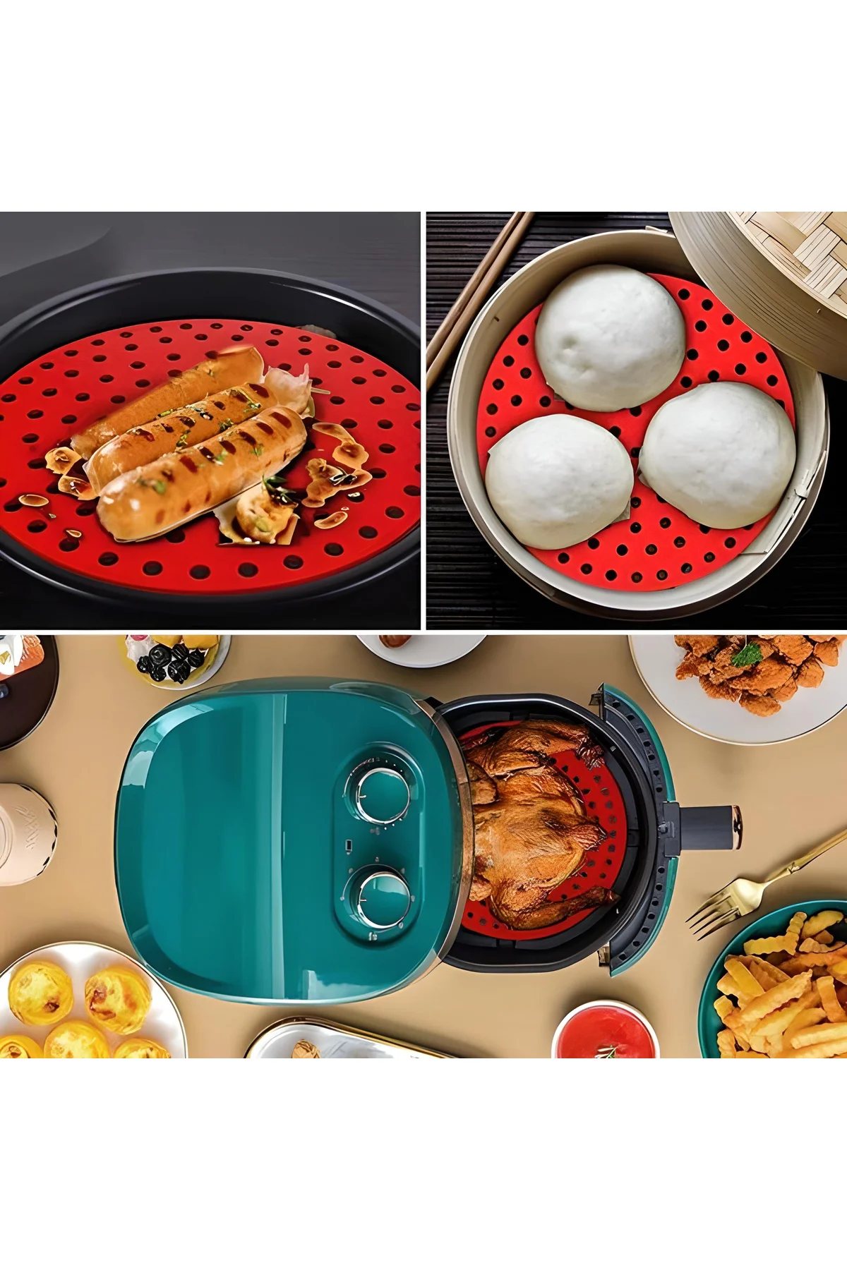 Renkli Isıya Dayanıklı Yıkanılabilir Silikon Fırın Ve Airfryer Yu