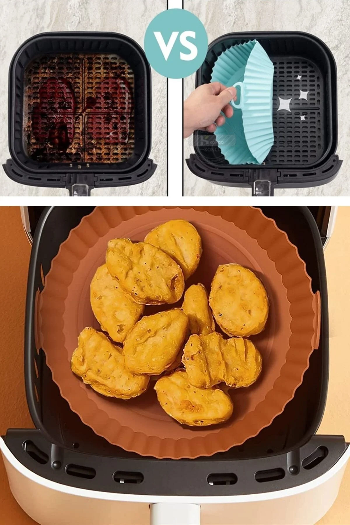Renkli Isıya Dayanıklı Yıkanılabilir Silikon Fırın Ve Airfryer Yuvarlak Pişirme Matı 20 Cm - Görsel 2