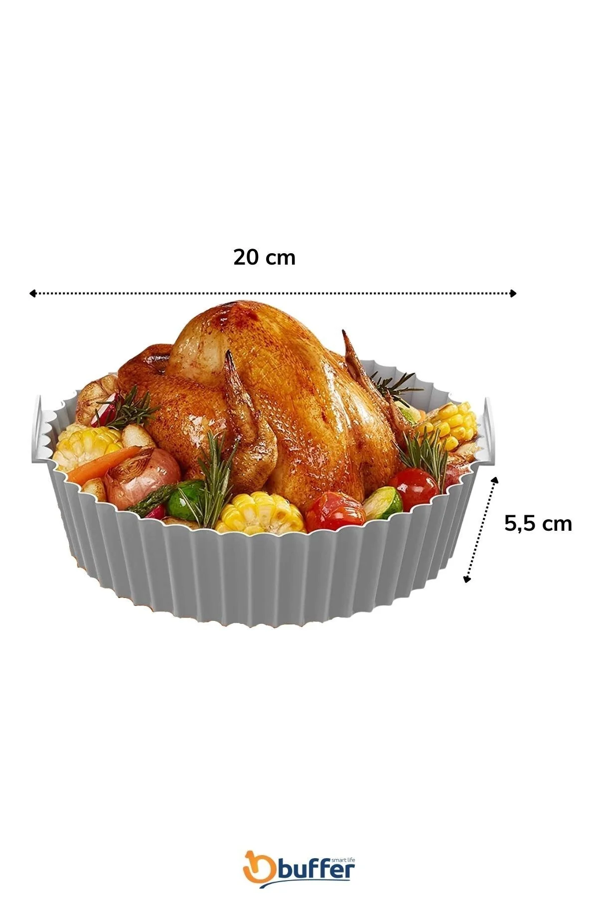 Renkli Isıya Dayanıklı Yıkanılabilir Silikon Fırın Ve Airfryer Yuvarlak Pişirme Matı 20 Cm - Görsel 8